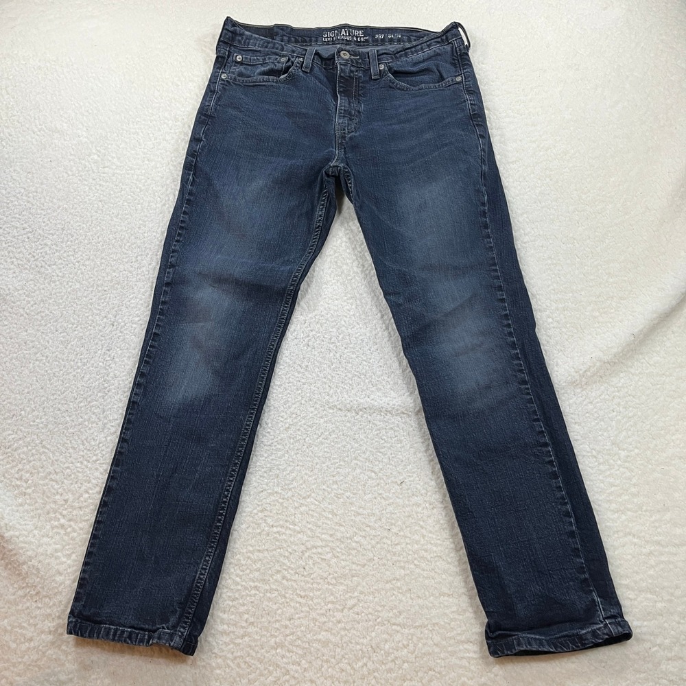 Signature Levi Strauss Jeans Mens 34x30 Blue S37 Slim Fit Denim Pants 540196